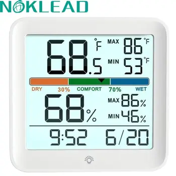 NOKLEAD LCD Дисплей Цифров Термометър, Влагомер на Стайна Температура В стаята от Влага Сензор метеорологични станции Умен Дом 2023