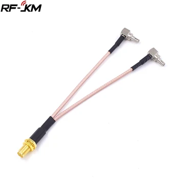 Y-образен кабел SMA Женски на 2 * CRC9 Правоъгълен Конектор RG316 Кабел с косичкой 15 см