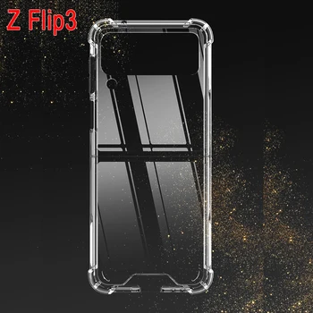 Z Flip3 Прозрачен устойчив на удари Силиконов Калъф За Samsung Galaxy Z Flip 3 Flip3 5G Калъф въздушна Възглавница Прозрачен Калъф За Samsung Z Flip3