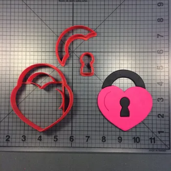 Ден на Свети Валентин Сърцето на Заключване на Панти Къща Ключ за Заключване Украсени с Фондан Машина За Бисквити На Поръчка 3D Печатни Инструменти