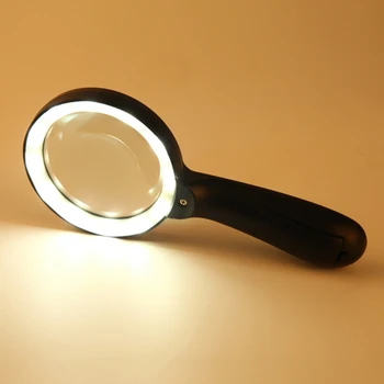 Лупа с осветление -10X Ръчни Голям Увеличителни стъкла за четене с 12 led подсветка за по-възрастните хора, Ремонт, монети