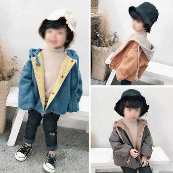 Пролетно-есенни палта за момчета, двустранен дрехи, Однотонная Ежедневни яке, детски Топ, износостойкое детско палто