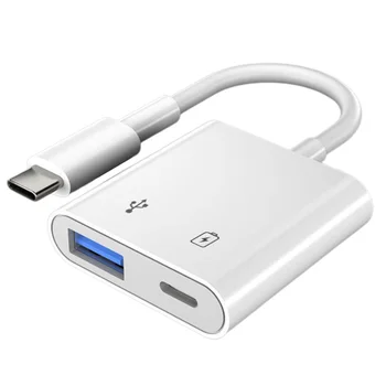 2 в 1 Двойна USB Сплитер КПР Бързо Зареждане на Type-C Адаптер за Захранване, USB 3.0 Външен За macbook Мобилен Телефон Android