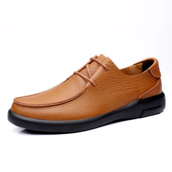 2021 Сезон: Пролет-лято, Нов мъжки Модерен Бизнес обувки от кожа на първия слой, Удобни Дишащи ежедневни обувки за улицата