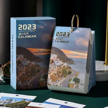 2023 Календар Пътуване Творчески Свят На Красива Природа Календар Ins Офис Украса На Работния Плот Оригинален Подарък Настолен Календар