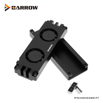 Barrow 2280 22110 PCIE SATA M. 2 Радиатор с две Феновете на Охладител за твърд диск, Сребрист, Черен, HDM2280-FT