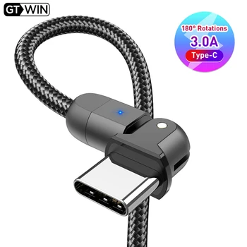 GTWIN USB C 90 Градуса Бързо Зареждане Тип C Кабел За Xiaomi mi 11 mi 10 Кабел За Предаване на данни за Мобилен телефон За Samsung S9 S10 Кабел 2 М