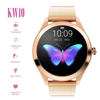 IP68 Водоустойчив Смарт Часовници За Жени Красива Гривна Монитор на Сърдечната Честота на Мониторинг Сън Smartwatch Връзка IOS Android KW10 band
