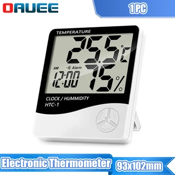 LCD електронен Цифров Измерител на температура и Влажност на въздуха за Дома, на Закрито, на Открито HTC-1 HTC-2 Термометър, Влагомер метеорологичната станция Часовници