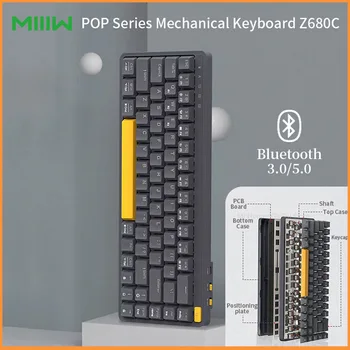 Miiiw Pop Механична клавиатура Z680c Жичен Bluetooth Двухрежимная 68-ключ клавиатура Мультисистемная Съвместима Игрова Офис клавиатура