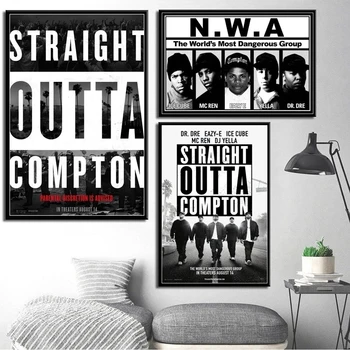 N. W. A Straight Outta Compton Хип-хоп Музика Рап Звезда Картина Изкуство, Начало Декор Хол Стенен Декор Качествен Платно Картина Плакат