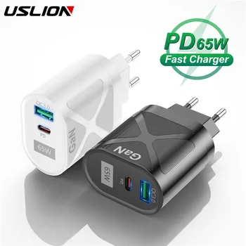 USLION 65 W GaN Зарядно Устройство PD 3,0 Type-C Бързо Зарядно Устройство За вашия лаптоп MacBook Pro USB 3.0 Бързо Зареждане За iPhone 13 Pro Huawei, Xiaomi