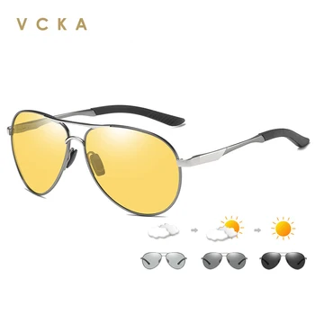 VCKA Фотохромичните Слънчеви Очила Без Рамки, Мъжки И Дамски Очила Дневно и Нощно Виждане, Алюминиево-Магниевые Поляризирани Очила За Обезцветяване
