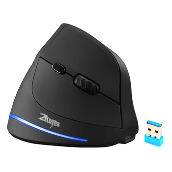 ZELOTES PC Gamer Мишка С 6 Бутона 2.4 Ghz Безжични, Зареждащи се Мишки 2400 Dpi Регулируема Ергономична Вертикална Оптична Мишка