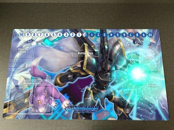 Аниме DTCG Игри Мат Digimon Alphamon & Dorumon Игра на Карти TCG CCG Подложка и Зона Подложка За Мишка, Чанта Противоскользящий Гумена Подложка 60x35 см