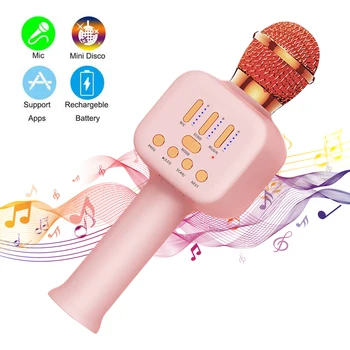 Безжична Bluetooth Караоке Микрофон Ръчно Караоке Микрофон Аудио за Деца Музикална Сцена Играчка Музика, Пеене Говорител Детски Подарък