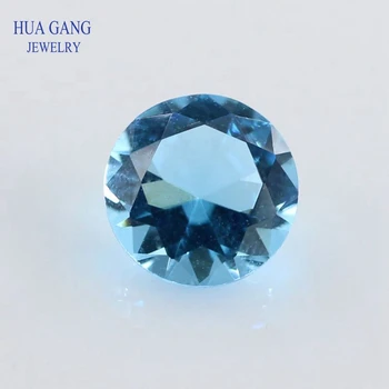 Безплатна Доставка Размер на 1,0-15 мм, Цвят Синя Кръгла Форма Машинно Кройката Стъклен Камък Синтетични Скъпоценни Камъни За Бижута