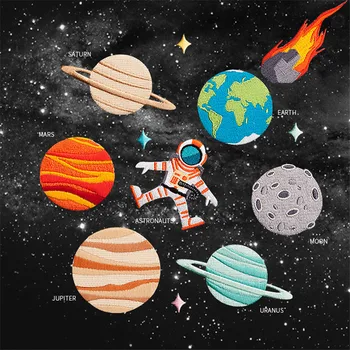 Бродерия вселената планетарно пространство научна фантастика облекло Планета Ленти САМ декоративни аксесоари железни ивици етикети