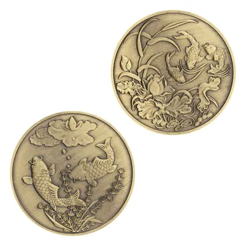 Бронзова са подбрани сувенирни монети с покритие Koi, Щастлива монета, ще ви донесе късмет, креативен подарък, Басо-Релефна възпоменателна монета