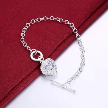 Гореща луксозна дизайнерска висулка във формата на кристално сърце от 925 сребро, Гривни за жени, луксозни модни бижута, Подаръци за сватбени партита