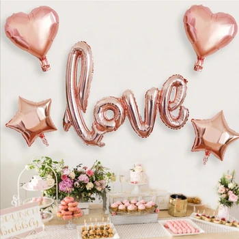 Двойката атмосфера, декорация на сватбени аксесоари любов алуминиево фолио балон украса на сватбената стая Сватбени Аксесоари За Партита