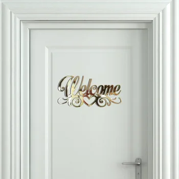 Добре Дошли Знак на Етикети за Семейството Врата Табела Огледална Акрилна Стикер на Стената Ново Начало Декор Подаръци Изолация на Дома