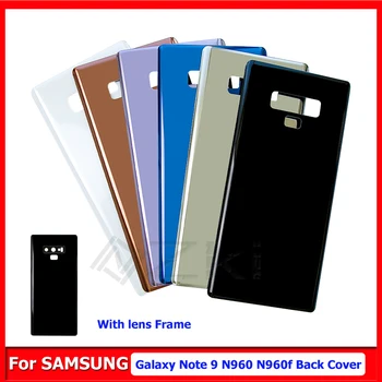 За Samsung Galaxy Note 9 N960 N960F N9600 SM-N9600 делото телефон с Рамка за обектива на камерата на Задния капак на Отделението за батерията Стъкло Корпус