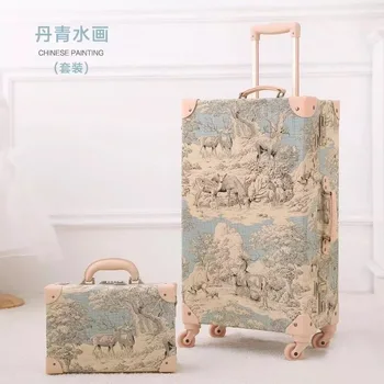 Китайска живопис 2 бр./компл. куфар на колела модерен стил на пътуване куфар на колела фабрика куфар женски мъжки 20/24/26 инча