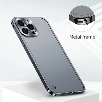 Луксозен Гальванический Метална Рамка Калъф За iPhone 13 Pro Max 13Pro Акрилна Прозрачна Матирана Делото Защитни Капаци За лещите