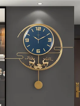 Луксозни Стенни Часовници С Китайското Елен, Големи Безшумни Метални Стенни Часовници За Всекидневна, Модерен Дизайн, Reloj Pared Grande Home Decor LL50WC