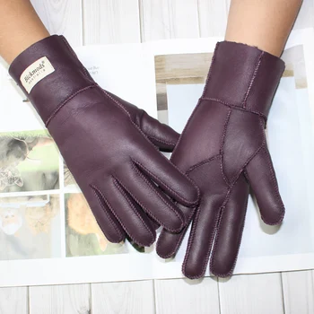 Нови дамски кожени универсални ръкавици от агнешка кожа цвят с топла зимна вълна подплата, ръкавици от вятър и студ