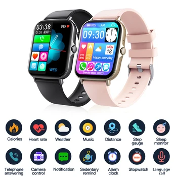 Нови Мъжки И Женски умен часовник F97S с термометър, Bluetooth, микрофон, умни часовници, 1,69, пълен сензорен разделен екран, спортни часовници