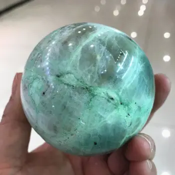 Полиране Зелена Лунна Топка Crystal Натурален Рейки Декоративни Камъни Обхвата На Легендарния Светещи Перли Прекрасни Скъпоценни Бижута