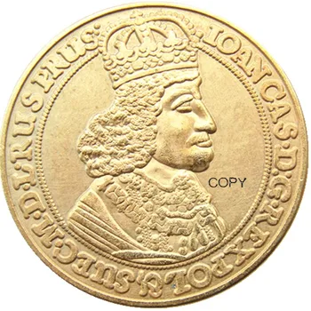 Полша 24-каратные Позлатени Копирни монети 1649-1668 години 32 мм