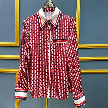 Пролетни Нови Дизайнерски Дамски Ризи са с Високо качество с Писмото Принтом, Шик OL Блузи F201