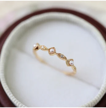 Пръстен с естествен сладководните перли, женско качество на японското лесно луксозно пръстен, украса за Св. Валентин