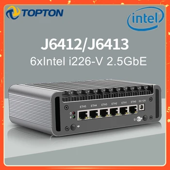Рутер, защитна стена Topton 12-то поколение Intel Celeron J6413 J6412 Безвентиляторный мини-КОМПЮТЪР 6x i226-V 2.5 G VPN сървър OPNsense ESXi