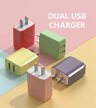 САЩ Включете USB Зареждане на 2 порта Домашно Зарядно Устройство за Пътуване Адаптер за iPhone и Android Мобилно Стенно Зарядно Устройство Универсален Течен Цвят 5v Адаптер