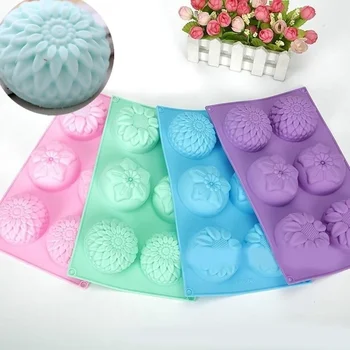 Силиконова Форма за Торта, Форма за собственоръчно Сапун, 6 Trellises, на 3 Различни Цветя сладкарски форми за печене, Форми за Diy