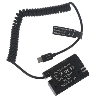 Фиктивен батерия LP-E6 с кабел за захранване от USB Type-C Подкрепа за излизане PD 9/12 Съвместимост с камери, Монитори Висока еластичност
